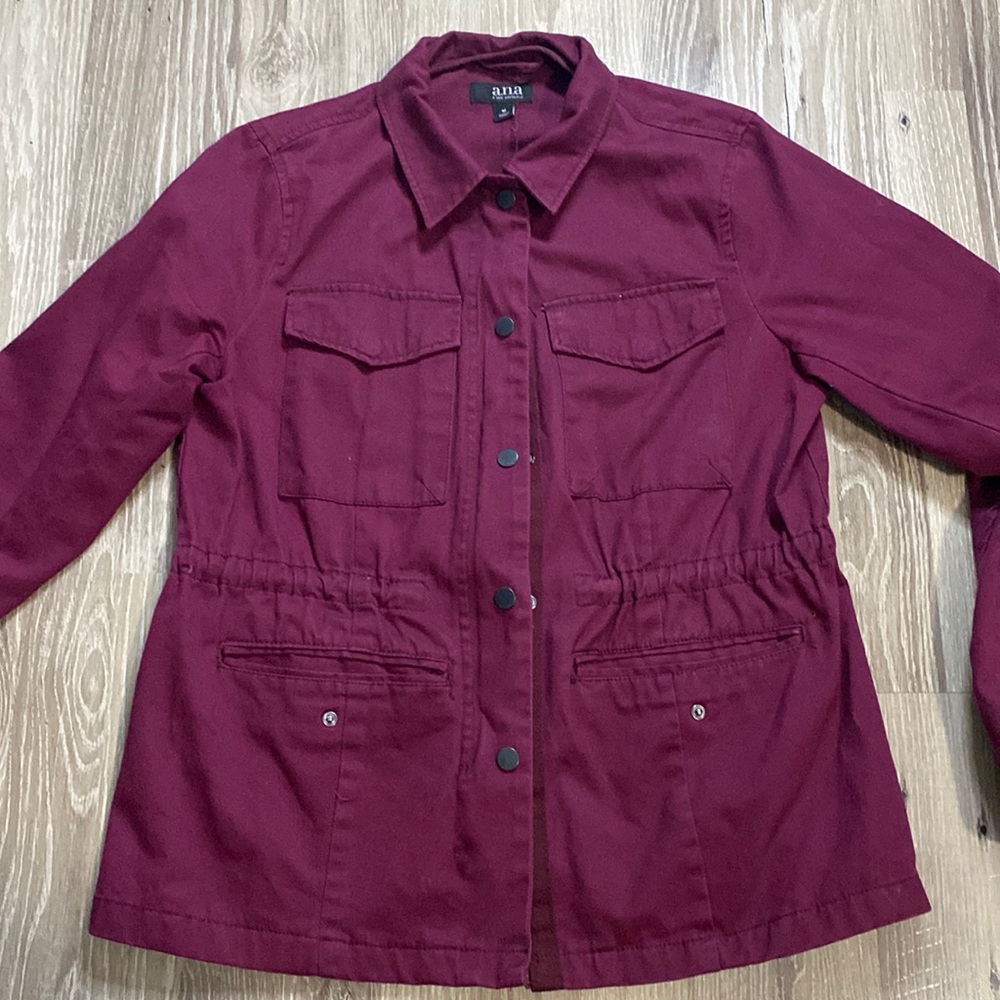 Women’s Jacket Burgundy w/ Pockets & adjustable waist